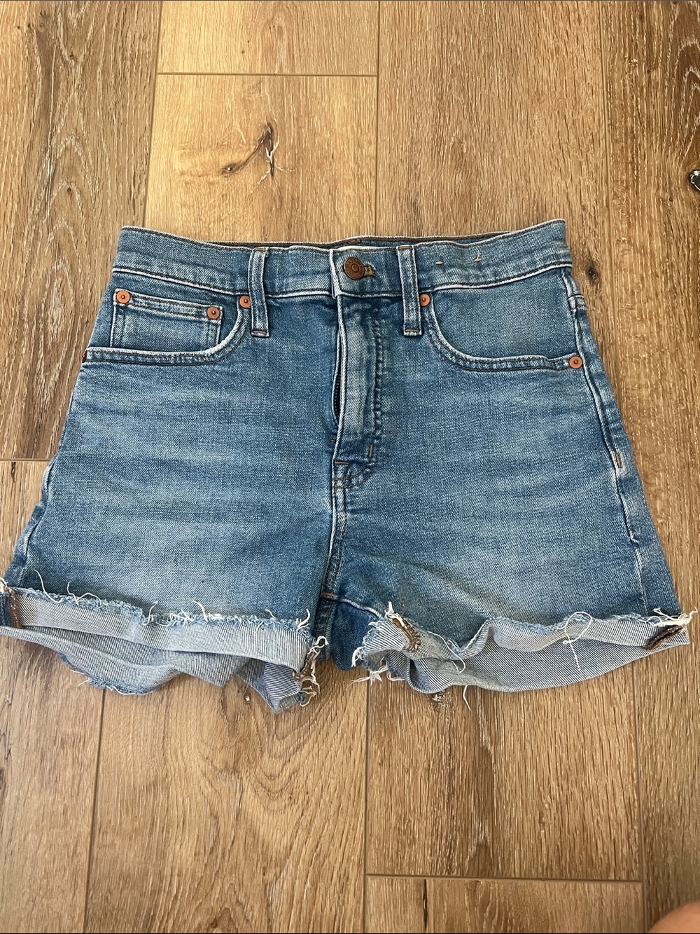 Madewell Distressed Blue Denim Cutoff Shorts